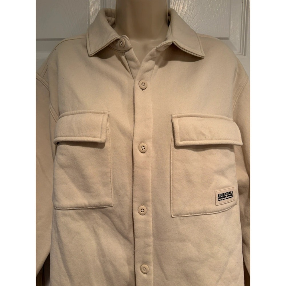 Drill Clothing Essentials Fleece Shacket Jacket Cream Beige Mens Medium Utility
